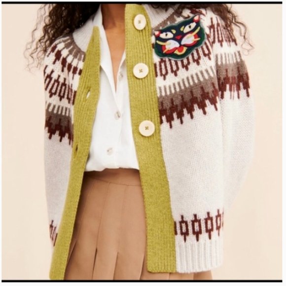 The Reeds Sweaters - NWT $190 Anthropologie x The Reeds Fair Isle CAT Wool Cardigan Sizes XS & PXS